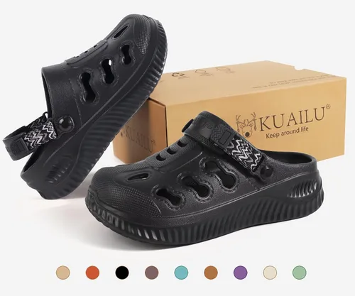 Vista 2 de KuaiLu Zuecos clásicos de recuperación para mujer, cómodas sandalias acolchadas para caminar, para aliviar la fascitis plantar, sandalias