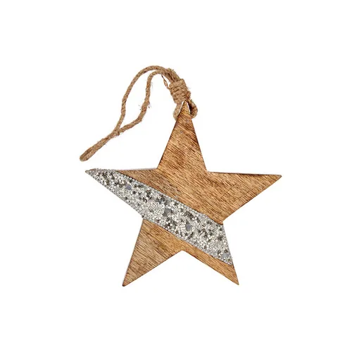 Vista 2 de Adorno Navideño Krist+ Plateado Madera Estrella 17 x 2,5 x 34 cm