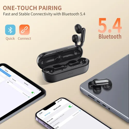 Vista 3 de Auriculares con clip, auriculares inalámbricos con clip de oreja abierto, Bluetooth 5.4, llamada de voz clara, auriculares deportivos con estuche