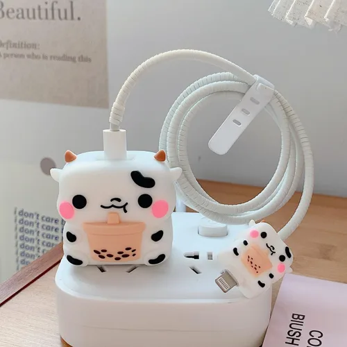 Vista 24 de Funda Protectora Bonita para Cable Cargador Adaptador USB-C de 20W para iPhone, Diseño Único Divertido Kawaii de Dibujos Animados 3D Funda