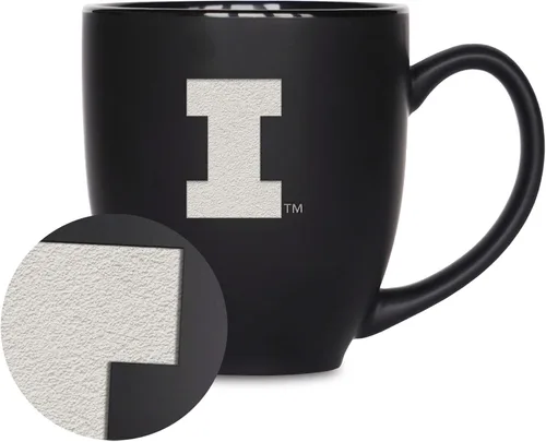 Vista 274 de Rico Industries - Taza de cerámica mate negra con grabado láser estándar de 15oz para NCAA (escuelas T & U) - Para bebidas calientes o frías