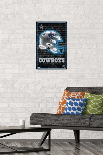 Vista 2 de Trends International NFL Dallas Cowboys - Póster de pared con casco neón 23, 14.72 x 22.37 pulgadas, paquete de póster y montaje de alta calidad