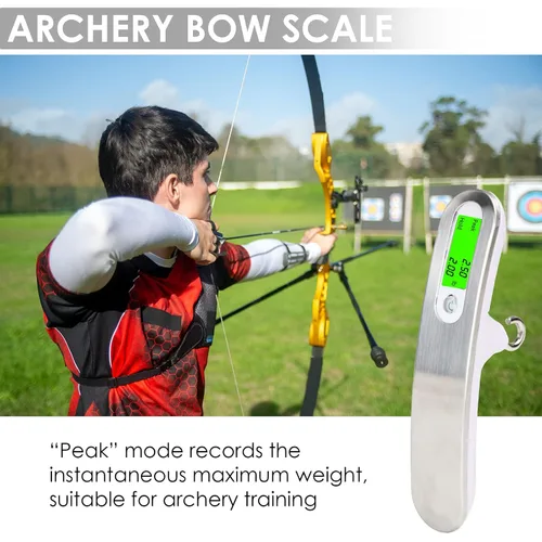 Vista 3 de Báscula digital de arco de 110 libras, escala de arco recurvo con arco de tiro con arco, báscula de caza, báscula de equipaje con pantalla LCD