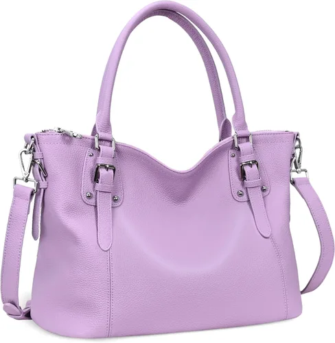 Vista 15 de HESHE - Carteras y bolsos de cuero genuino para mujer, bolso de mano, bolso de hombro, bolso de asa superior, bolso cruzado, bolso tipo morral Beige