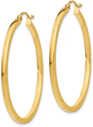 Vista 2 de Roy Rose JewelryPendientes de oro amarillo de 14K 2mm tubo cuadrado arete de aro 40mm de longitud