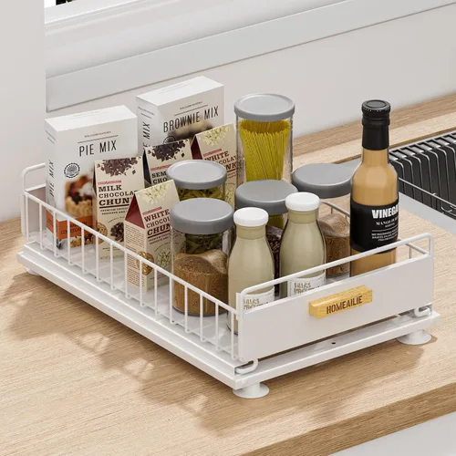 Vista 12 de Organizador bajo el fregadero, Organizador de 2 niveles alto y ajustable bajo el fregadero de la cocina, estante de almacenamiento multiuso