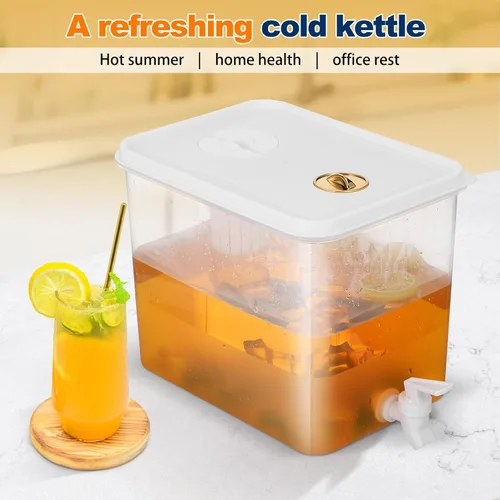Vista 8 de Dispensador de bebidas para nevera con espita de plástico jugo limonada recipiente de té helado para reuniones familiares y fiestas