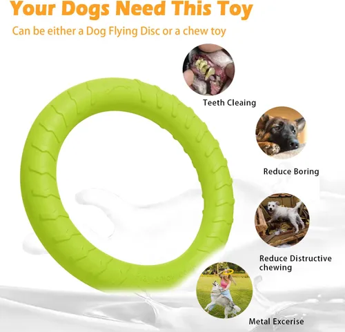 Vista 2 de Disco Volador Flotante Duradero Indestructible para Perros Grandes, Juguetes de Anillo para Masticadores, Piscina, Natación, Lanzamiento, Atrapar