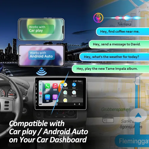 Vista 2 de COREHAN Estéreo de auto doble DIN – Estéreo de coche con pantalla táctil de 10 pulgadas con Bluetooth, cámara de respaldo, audio para automóvil