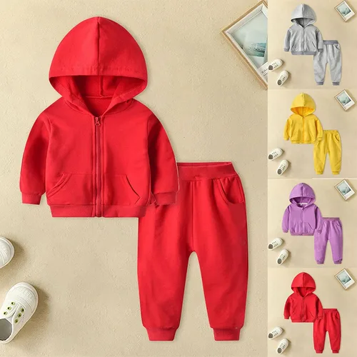 Vista 4 de TBUIALL Conjunto de ropa Harlan con capucha y cremallera para niños y niñas, para cumpleaños de 6 meses