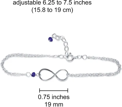 Vista 45 de Pulsera con dije de infinito con piedra natal, joyería hecha a mano, regalo para ella