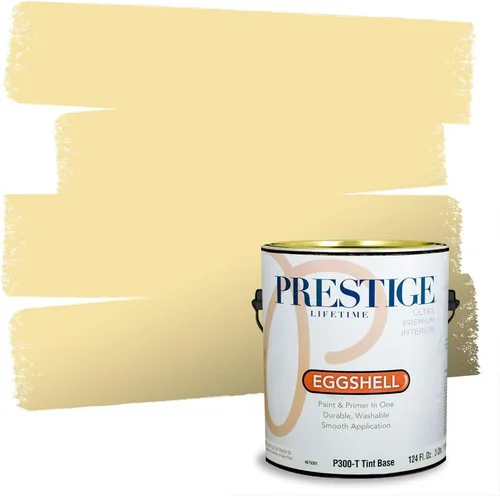 Vista 206 de PRESTIGE Pinturas de pintura exterior e imprimación en uno, 1 galón, plano, combinación comparable de Benjamin Moore* Manzanilla*