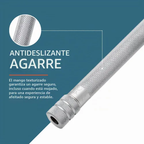 Vista 7 de MERKUR 22C - Maquinilla de afeitar de seguridad de doble filo, cromo mate, mango largo de latón moleteado, fabricado en Alemania, sin plástico