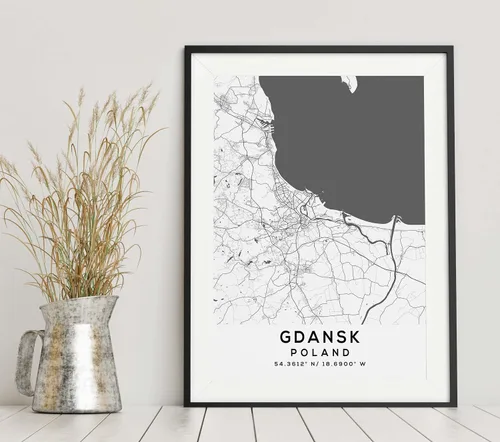 Vista 6 de Mapa de Gdansk, Polonia, Light 2 (16x20)