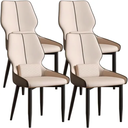Vista 10 de YVYKFZD Juego de sillas de comedor de cuero, sillas de comedor con patas de metal, sillas de cocina tapizadas, silla minimalista sin brazos