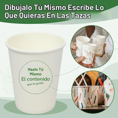 Vista 3 de Vasos de papel, paquete de 100 vasos desechables de 8 onzas, tazas de café desechables de 8 onzas, tazas de té y agua para el hogar, oficina
