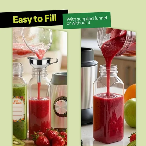 Vista 7 de EconoHome Paquete de 50 botellas cuadradas de jugo de 16 onzas, sin BPA
