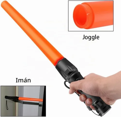 Vista 5 de Varita de tráfico de 16 pulgadas, pequeña luz LED naranja de señal de seguridad, linterna de trabajo con modos intermitentes de cono, cordón