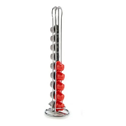Vista 4 de Soporte para 20 Cápsulas de Café Kinvara Plateado Plata Acero Inoxidable Acero 10 x 37,5 x 9 cm