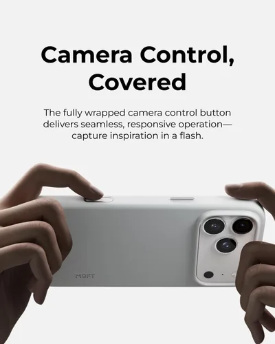 Vista 5 de MOFT MOVAS - Funda a presión para iPhone 17 Pro Misty Cove y soporte de trípode para teléfono, cartera MagSafe con soporte para trípode Sunrise