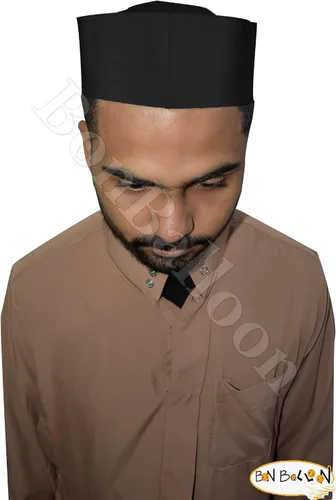 Vista 8 de 1 unids egipcio kufi koofi topi imam sombrero liso negro oración musulmán islámico islámico hombre superior simple diseño tela calavera ceremonia