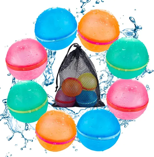 Vista 11 de 6 globos de agua reutilizables, bolas de agua magnéticas recargables para juegos al aire libre, bomba de salpicaduras de agua autosellante