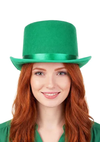 Vista 2 de Accesorio de Sombrero de Copa Verde Suerte para Adultos Multicolor