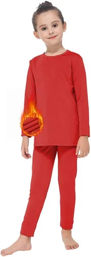 Vista 9 de MANCYFIT Conjunto de ropa interior térmica para niñas, con forro polar largo, capa base ultra suave Rosa bebé