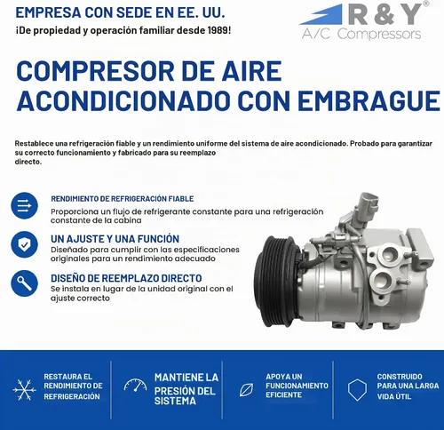 Vista 2 de RYC Compresor de aire acondicionado automotriz y embrague de A/C GG395
