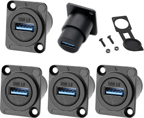 Vista 8 de PENGLIN Enchufe impermeable USB 3.0 de 2 piezas, tipo D, montaje en panel USB, conector sin soldadura, hembra a hembra, acoplador de señal a través