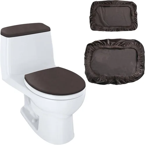 Vista 10 de Cubierta de tapa de inodoro y cubierta de tapa de tanque de inodoro de repuesto con parte inferior elástica para accesorios de decoración de baño