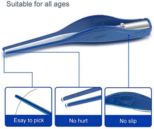 Vista 5 de POZILAN Pinzas para Cerumen con luz LED - Juego de 8 herramientas de limpieza para quitar cera de oído para niños y adultos, cuchara para cerumen
