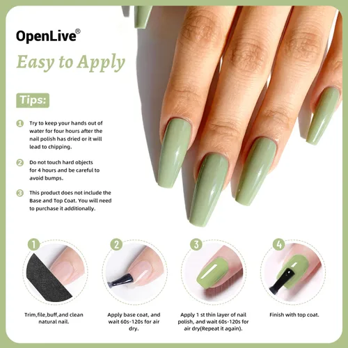 Vista 44 de OpenLive Esmalte de uñas negro de 0.6 fl oz, gran volumen, secado rápido, secado rápido y de larga duración, arte de uñas de color para bricolaje