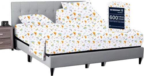 Vista 24 de SGI bedding Sábana Queen de 28 pulgadas con cabecera flexible y parte superior dividida, 100% algodón egipcio - 600 número de hilos, sábanas