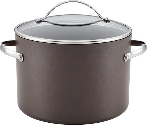 Vista 12 de [Usado] Ayesha Curry Kitchenware 80293 - Sartén profesional anodizada dura antiadherente con tapa y mango auxiliar, 12.25 pulgadas, color carbón
