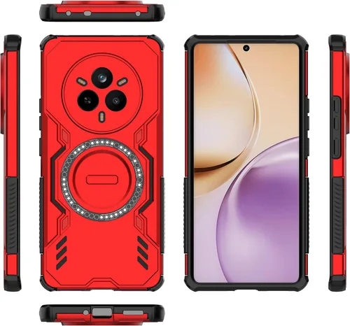 Vista 28 de Funda compatible con Motorola Edge 50, compatible con carga inalámbrica MagSafe [PC + TPU] 2 en 1 funda magnética protectora anticaída para Rojo