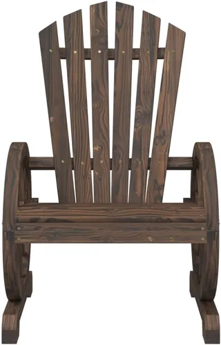 Vista 5 de Garden Adirondack Chair, Burnt Solid Fir Wood, Weather-Resistant Outdoor Patio Furniture, Ergonomic Design for Deck, Balcony, Lawn