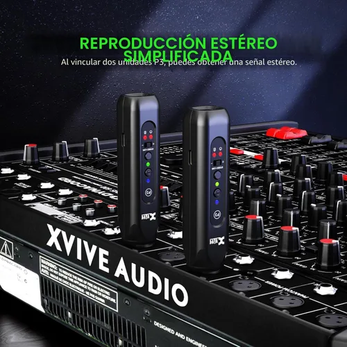Vista 4 de Xvive P3 Receptor Bluetooth XLR Inalámbrico, Adaptador Bluetooth para Altavoces, Mezclador de Audio, Sistemas de Sonido, Sistemas de DJ, Recargable