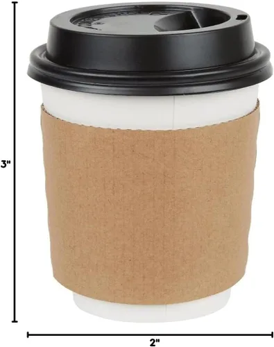 Vista 5 de Perfectware Fundas para tazas de café de 10 a 20 onzas, 500 unidades. Fundas de cartón desechables ecológicas, respetuosas con el medio ambiente