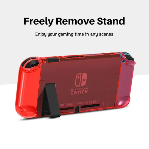 Vista 3 de TNP Dockable Case for Nintendo Switch - Clear Protective Case for Nintendo Switch and JoyCon Controller with 3 Set Thumb Grip Caps - Switch TPU