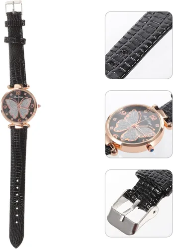 Vista 5 de Reloj de pulsera para mujer reloj analógico Q-uartz con esfera de mariposas para mujer