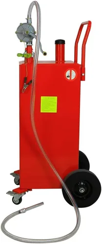 Vista 9 de Tanque de almacenamiento de combustible Gas Caddy de 30 galones, recipiente de diesel, transferencia de aceite, bomba de sifón manual con 4 ruedas