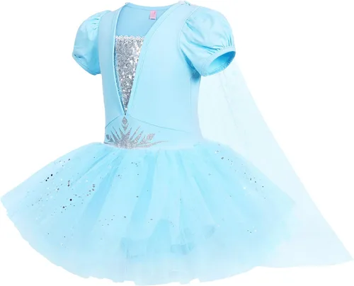 Vista 2 de WonderBabe Girls Ballet Dress Short Sleeve Leotards Skirted Dance Tutu Dress Princess Birthday Party Fancy Costume