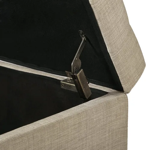 Vista 4 de DecentHome - Banco otomano reposapiés rectangular para almacenamiento, con patas de madera maciza, Tela, Beige