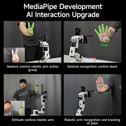 Vista 3 de Yahboom Brazo robótico ROS2 6DOF Inteligencia incorporada, reconocimiento espacial 3D, control de PC de máquina virtual, módulo de voz