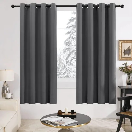 Vista 298 de Deconovo Cortinas opacas 100% con forro negro, cortinas con ojales aisladas térmicamente que reducen el ruido, doble capa para oscurecer