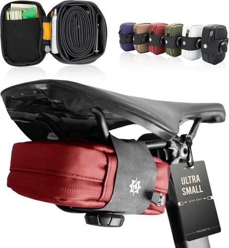 Vista 11 de Bolsa de sillín magnética Lumiere & Co. Falcon – Bolsa de bicicleta ultra pequeña de 0.37L, cierre magnético rápido Bolsa de asiento específica