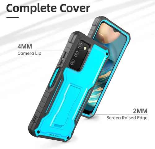 Vista 3 de ExoGuard Funda para Samsung Galaxy A03S 5G, funda de goma resistente a prueba de golpes con protector de pantalla para teléfono Samsung A03S 5G, Azul