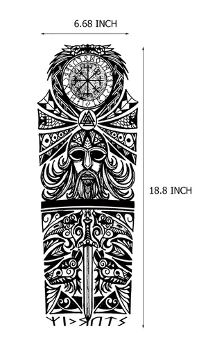 Vista 4 de Kotbs 6 hojas de mangas temporales de tatuaje de tótem tribal grande, diseños realistas de dragón, reloj y vikingo, funda de tatuajes falsos
