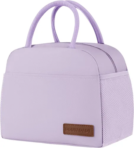 Vista 32 de douyadady Bolsa de almuerzo para mujeres/hombres, fiambrera mujeres/hombres (azul bebé+rayas blancas) Espacioso, ligero, impermeable, resistente